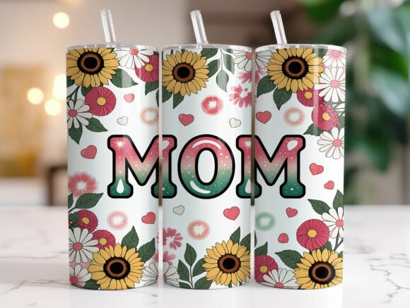 MOM Sunflower Valentine Tumbler Wrap PNG Review