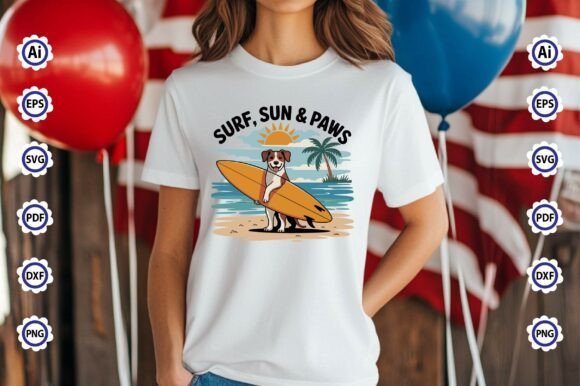 Surf, Sun Paws PNG T-Shirt Design Review